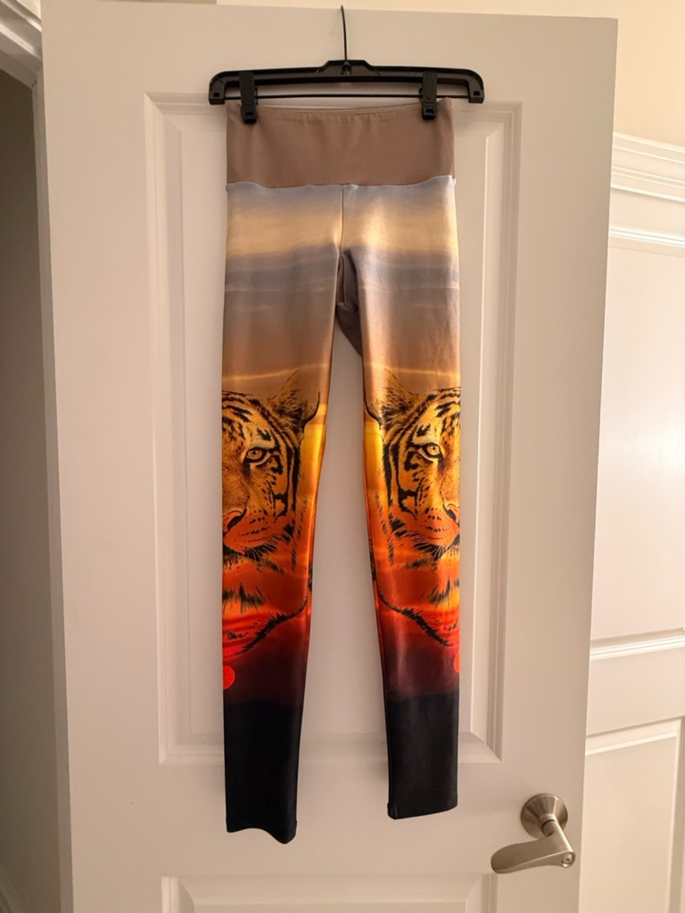 Goldsheep Brown and Tan Satin Tiger Leggings